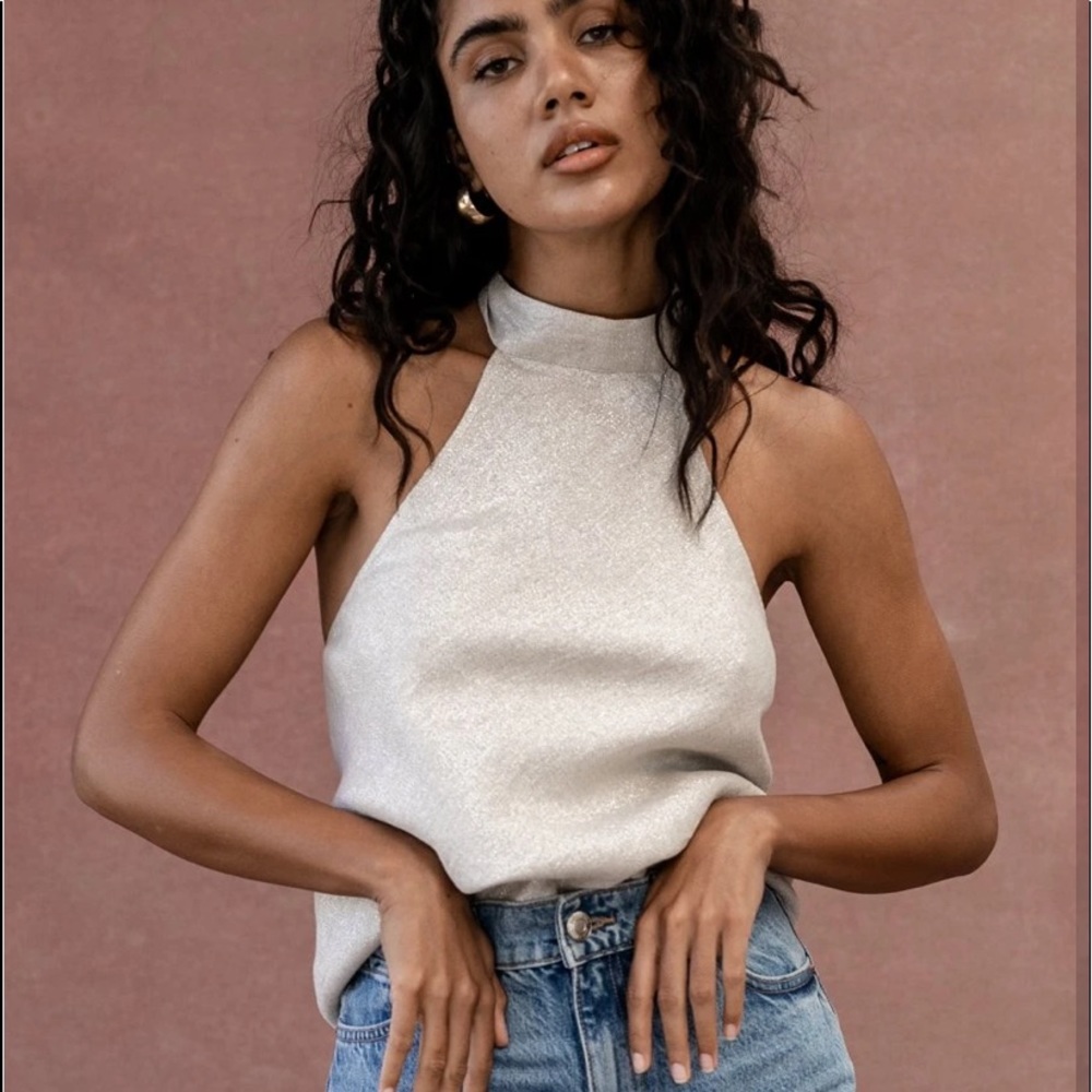 Nwt Posse Delphine Top In Natural Sparkle Small - image 1